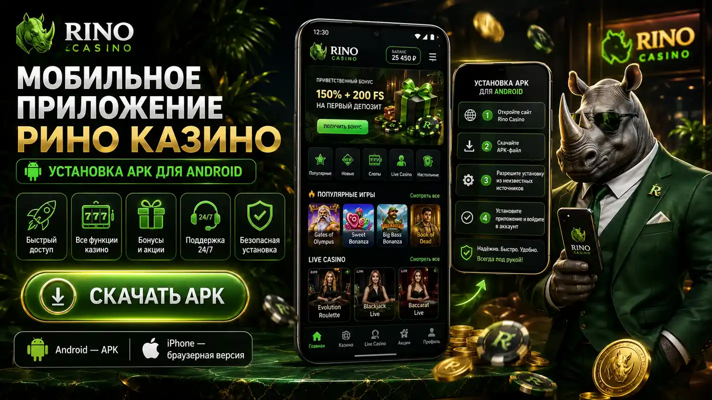 Мобильное приложение Рино Казино для Android — установка APK